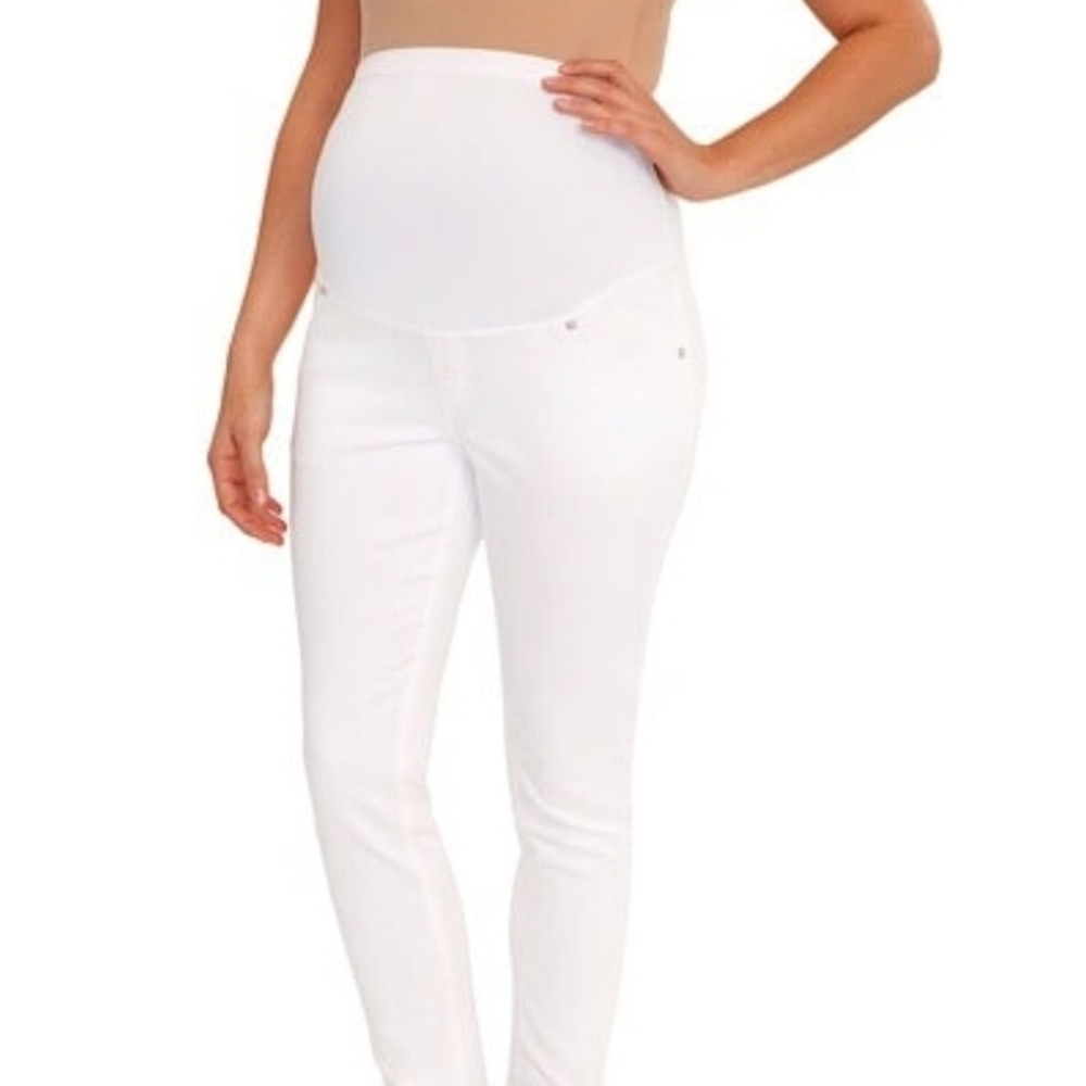 Great Expectations Full Panel White Cropped Maternity Jeans XXL (20W)